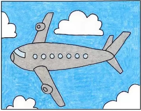 کشیدن هواپیما برای کودکان,آموزش نقاشی هواپیما کودکان,آموزش نقاشی هواپیما