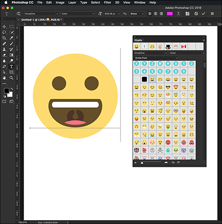 اضافه کردن Emoji در فتوشاپ, استفاده از ایموجی ها در فتوشاپ, اضافه کردن ایموجی در فتوشاپ