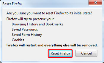 ترفند فایرفاکس, ریست کردن فایرفاکس