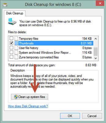 ویندوز8,افزایش سرعت سیستم برنامه Disk Cleanup