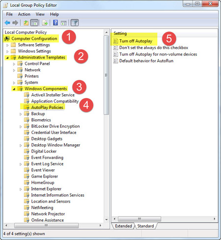 آموزش غیر فعال کردن ویژگی AUTORUN در ویندوز 7 