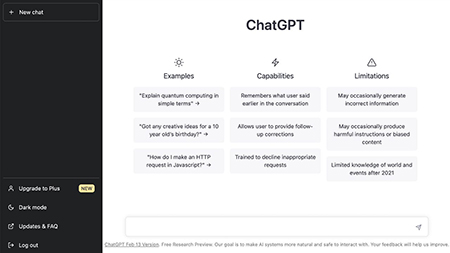 نحوه استفاده از ChatGPT, ChatGPT چگونه کار می کند, صفحه صفحه ورودی ChatGPT