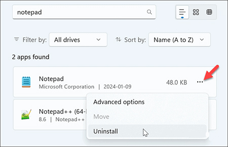 خرابی Notepad در ویندوز 11, Notepad ویندوز 11 مشکل دارد