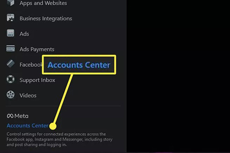 اشتراک گذاری پست های فیس بوک در اینستاگرام, Accounts Center در تنظیمات فیس بوک 