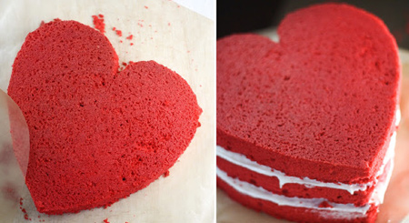 مواد لازم برای کیک مخملی قرمز, نحوه درست کردن کیک مخملی قرمز ولنتاین