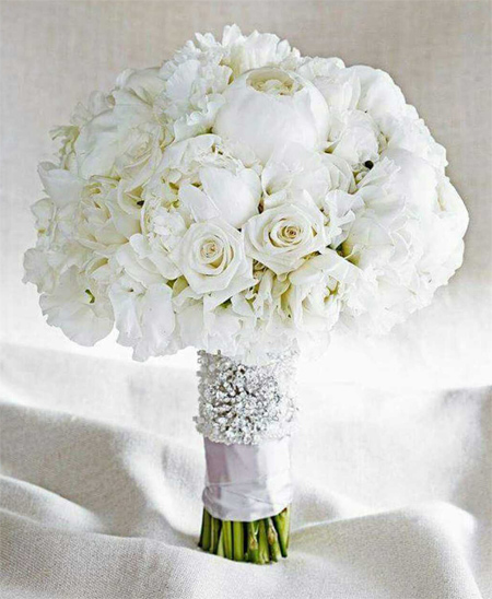 دسته گل عروس,دسته گل عروس به رنگ سفید