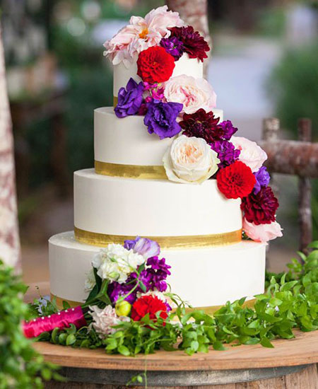 گل های طبیعی و تزیین کیک,تزیین کیک عروسی