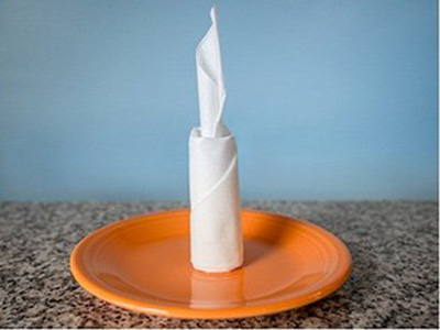 آموزش تزيين دستمال سفره,نحوه تزيين دستمال سفره به شكل شمع