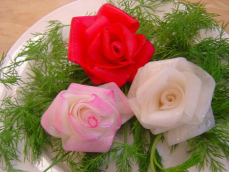 آموزش تزئین ترب و هویج به شکل گل رز, آموزش تزیین ترب