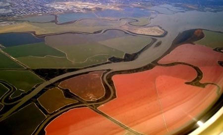 استخرهای رنگارنگ نمک,دیدنی های خلیج سان فرانسیسکو,تصاویر فرآیند تولید نمک
