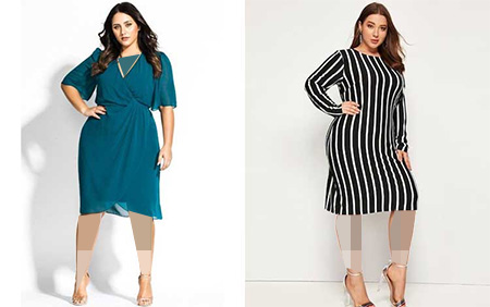 انتخاب لباس تابستانه برای افراد چاق, استفاده خانم های چاق از پارچه هایی با راه های عمودی 