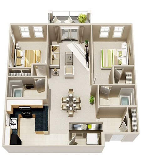 طراحی خونه,نقشه خانه ۷۰ متری دو خوابه