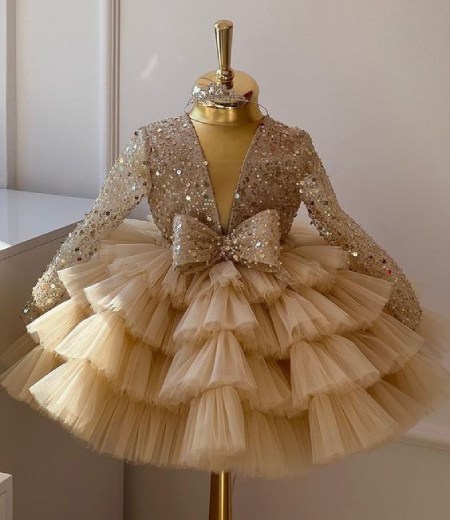 مدل لباس تولد دخترانه پرنسسی بلند