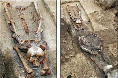 تصاویری از اسکلت کشف شده خون آشامها در لهستان تصاویری از اسکلت کشف شده خون آشامها در لهستان