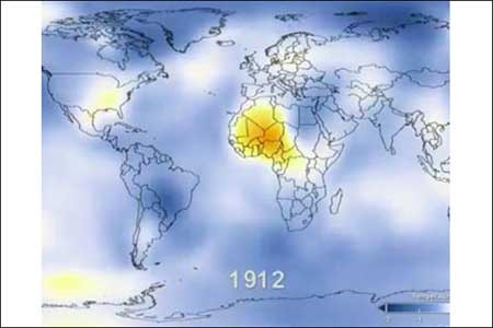 تصاویر نقشه ناسا از گرمای زمین طی 130 سال 1