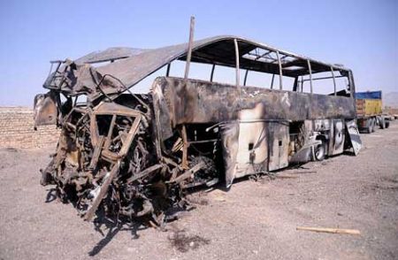 حادثه اتوبان قم, واژگون شدن اتوبوس اسکانیا حادثه اتوبان قم, واژگون شدن اتوبوس اسکانیا