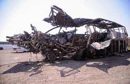 حادثه اتوبان قم, واژگون شدن اتوبوس اسکانیا حادثه اتوبان قم, واژگون شدن اتوبوس اسکانیا