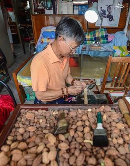 اخبار,اخبارگوناکون , هنر نمایی با هسته هلو 