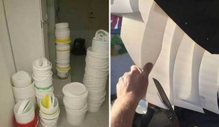 اخبار,اخبار گوناگون , ساخت مجسمه با سطل های پلاستیکی