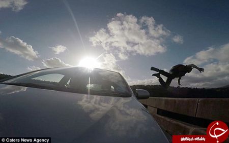   اخبارگوناگون  ,خبرهای گوناگون ,پریدن از روی سقف ماشین