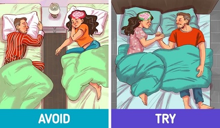فواید خوابیدن کنار همسر, خوابیدن نزدیک همسر, خوابیدن در بستر مشترک