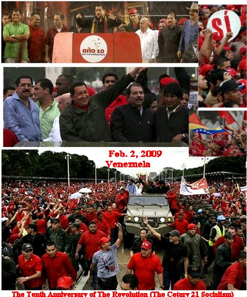 مردم و سران چند کشور آمریکای لاتین در مراسم دهمین سالروز زمامداری چاوس