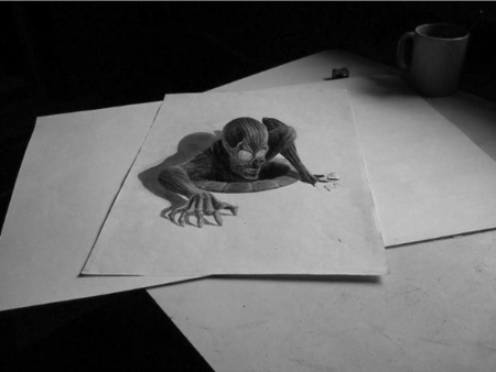 آموزش نقاشی سیاه قلم سه‌بعدی,مدل نقاشی سیاه قلم سه‌بعدی
