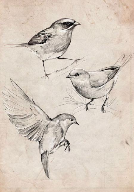 هنر سیاه قلم با الهام از پرندگان