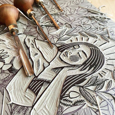 حکاکی لینولئوم, چاپ لینوکات