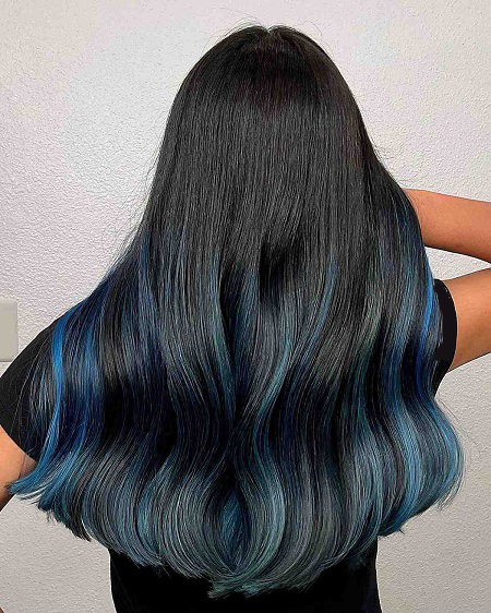 رنگ مو مشکی با واریاسیون آبی, ترکیب رنگ موی مشکی با واریاسیون آب , فرمول ترکیب رنگ مو مشکی پرکلاغی