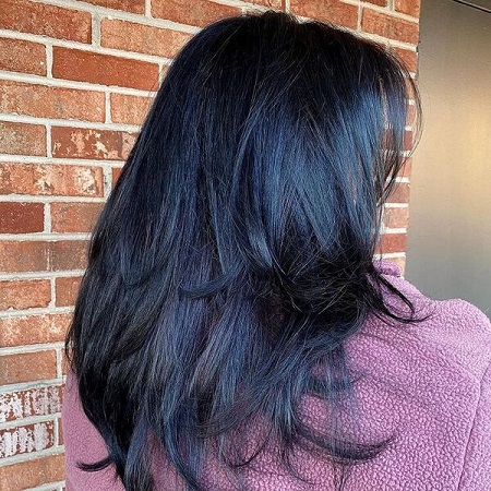 رنگ مو مشکی با واریاسیون آبی, ترکیب رنگ موی مشکی با واریاسیون آب, رنگ مو مشکی پرکلاغی