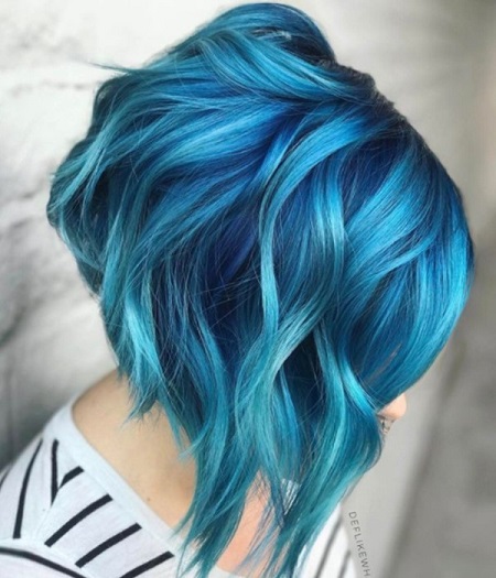 رنگ مو آبی آسمانی, رنگ مو آبی, رنگ مو آبی سبز روشن
