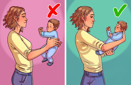 روش های نگهداری از نوزادان,چگونگی نگه داشتن نوزاد