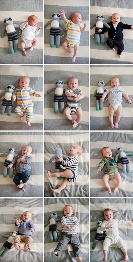 عکاسی ماهانه نوزاد, ایده عکس ماهگرد نوزاد با میوه, عکس ماهانه کودک