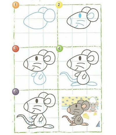 سرگرمی کودک,نقاشی موش,کشیدن نقاشی موش