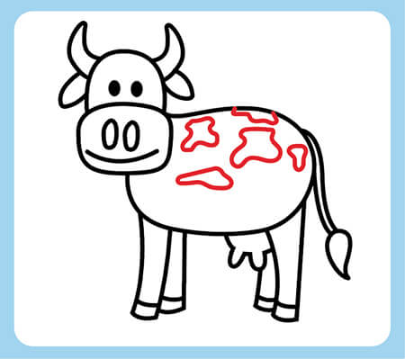نقاشی گاو با اشکال هندسی,مراحل نقاشی گاو,آموزش کشیدن گاو