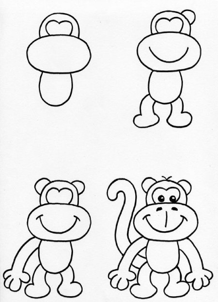 کشیدن نقاشی میمون,مراحل کشیدن نقاشی میمون,آموزش نقاشی میمون