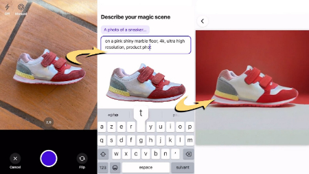 در اندروید، با سوایپ چپوراست گزینههای AI را ببینید طراحی استوری اینستاگرام, استوری خلاقانه