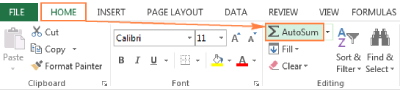 استفاده از AutoSum در اکسل, نحوه استفاده از AutoSum