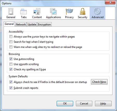 مرورگر Mozilla Firefox ,  تنظیمات مرورگر , ترفندهای اینترنتی