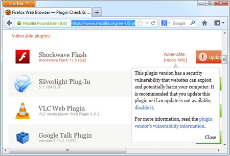 پلاگین مرورگر, ویروس های اینترنتی, موزیلا فایرفاکس