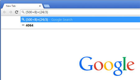 محاسبات سریع با کروم , جستجوگر گوگل