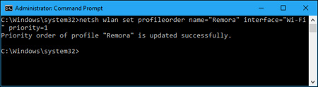 اولویت‌بندی اتصال شبکه‌های بی‌سیم , خط فرمان ویندوز