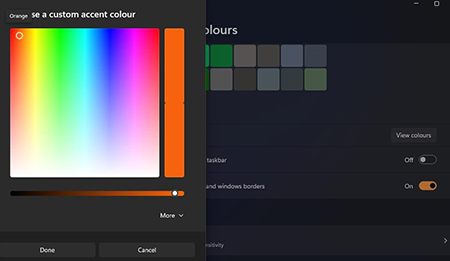 تنظیمات نوار عنوان پنجره, نحوه تنظیم رنگ برای نوارهای عنوان فعال و غیرفعال در ویندوز 11