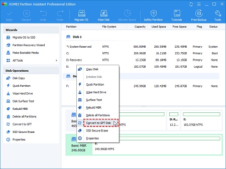 تبدیل MBR به GPT اموزش تبدیل mbr به gpt, نرم افزار تبدیل mbr به gpt, تبدیل mbr به gpt بدون از بین رفتن اطلاعات