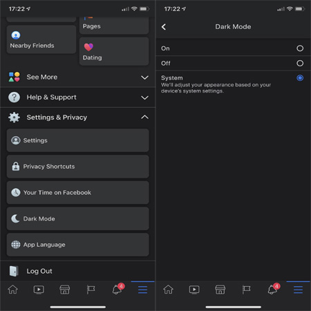 نحوه فعال کردن حالت تاریک برای فیسبوک ، Dark Mode برای فیس بوک نحوه فعال سازی حالت تاریک در فیس بوک, فعال کردن حالت Dark mode در اپ فیسبوک