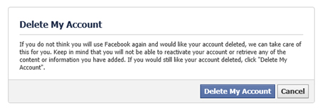 طریقه حذف اکانت فیس بوک, نحوه حذف اکانت فیس بوک
