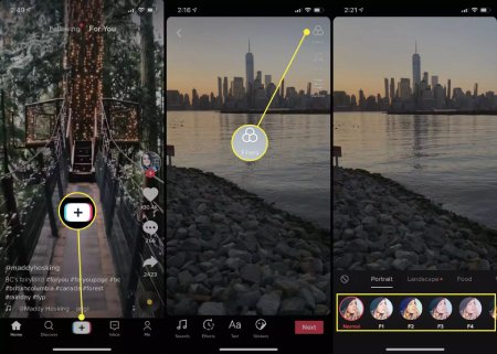 برنامه TikTok, نحوه افزودن فیلتر و افکت در TikTok, افزودن فیلتر در TikTok