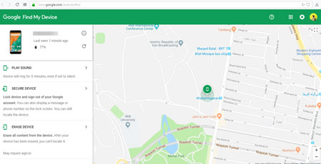  پیدا کردن تلفن همراه موبایل سرقتی مفقودی, نرم افزار مکان یاب گوگل