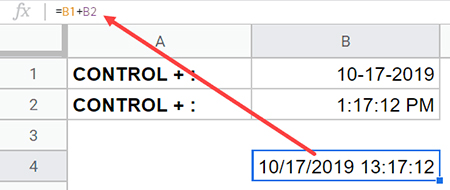 نحوه استفاده از مهر زمانی در Google Sheets, افزودن تاریخ در گوگل شیت, نحوه جمع مقدار تاریخ و زمان در گوگل شیت